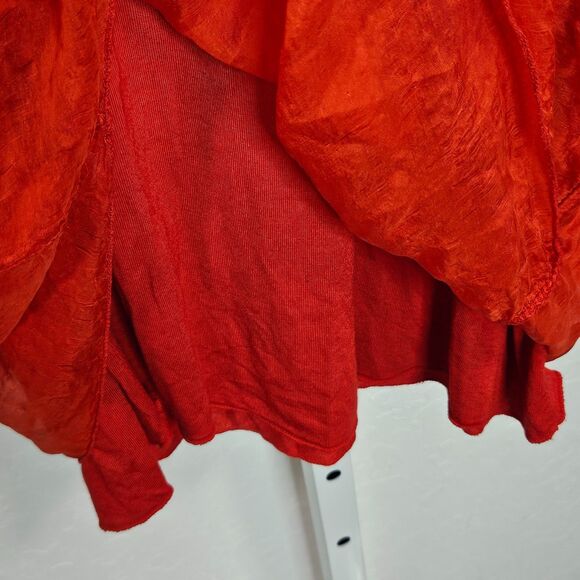 Susy Mix Italy Red Crinkle Silk Sleeveless Dress Lined Women's‎ Size Medium - Picture 3 of 7
